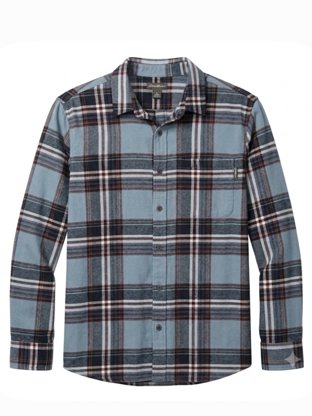 Eddie Bauer 100% Cotton Men’s Flannel Shirt Blue Red White Plaid Size XXL